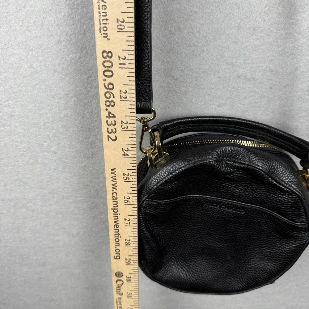 Vince Camuto Black Pebbled‎ Leather Round Crossbody Bag Gold Hardware Top Handle